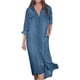thumbnail image 2 of Puntoco Falda Larga Vaquera A La Moda Para Mujer, Cuello Camisero, Falda Informal, Falda Larga, Azul Xxxxl,Regalos Para Mujer Joven, 2 of 4