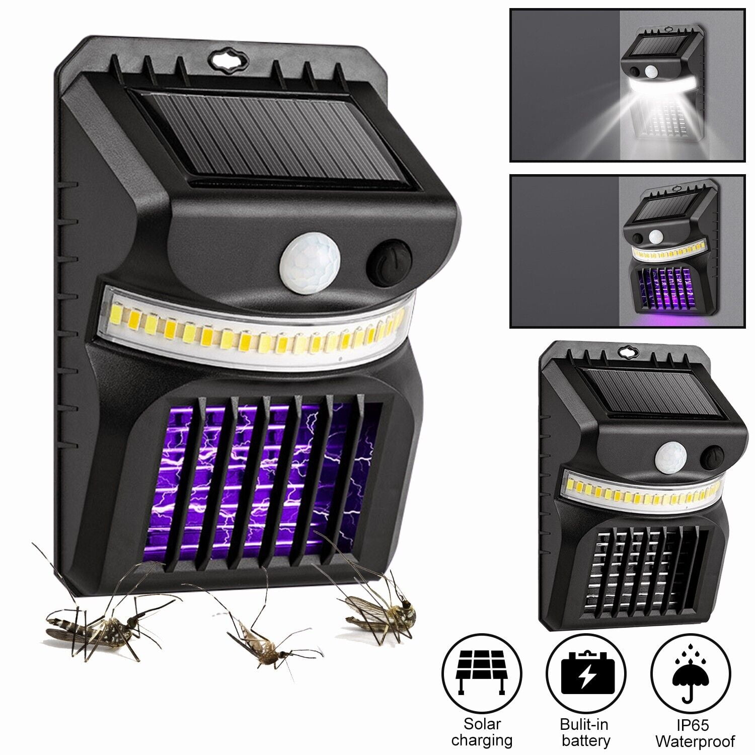 Venoro 2in1 Solar Powered LED Mosquito Fly Bug Insect Zapper Killer