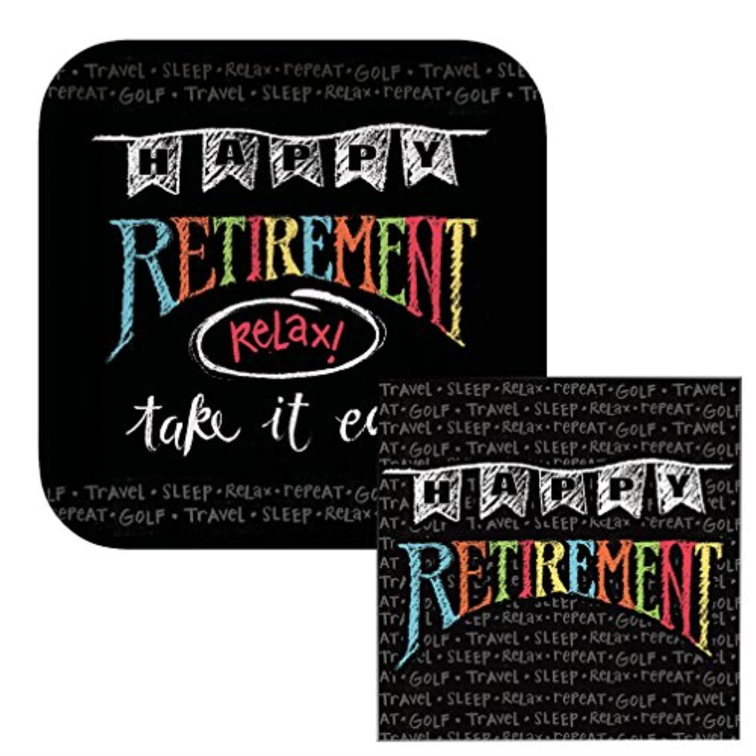 Creative Converting Retirement Chalk Themed Dessert Napkins &amp; Plates