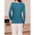 thumbnail image 2 of Weardear 3 Packs Maternity Tops Long Sleeve Boat Neck Pregnancy Tunic T Shirts Side Ruched Casual Pregnant Clothes, 2 of 6