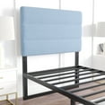 thumbnail image 4 of Emma + Oliver Modern Blue Fabric Upholstered Twin Headboard with Horizontal Line Stitching and Adjustable Height Rail Slots, 4 of 12