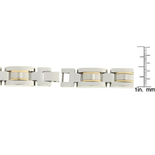 BIG Jewelry Co Stainless Steel Men's Bracelet with Gold-tone Highlights