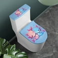 thumbnail image 2 of COEQINE Blue Pink Axolotls Toilet Lid Cover and Toilet Tank Cover, Elastic Bottom Easy Installation Breathable Toilet Cover 2 Piece Set for Home Bathroom Decoration, 2 of 7