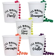 **bachelorette shot glass necklaces – bride shot glass necklace set with beaded design and fun phrases - 5 pack - club pack