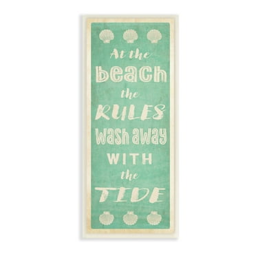 Stupell Industries Beach Rules Rustic Ocean Tide Phrase Sign Graphic Art Unframed Art Print Wall Art, Design by Graffitee Studios