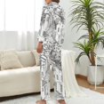 thumbnail image 2 of Santorini Black & White Greece Women's Long Sleeve Flannel Pajama Set Sleepwear S, 2 of 5