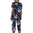 thumbnail image 4 of Women’s Floral Capri Pajama Set – Short Sleeve Lounge Set (2025 Spring/Summer Cozy Essential), 4 of 6