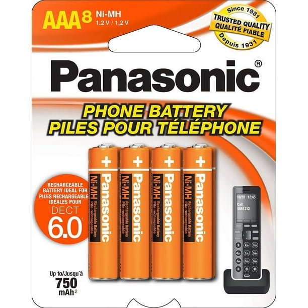 Pilas recargables Panasonic HHR-4DPA/8BA AAA 750 mAh, paquete de 8