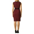 thumbnail image 3 of INSPIRE CHIC Women's Sheath Dresses Office Sleeveless Contrast Color Pencil Dress, 3 of 5
