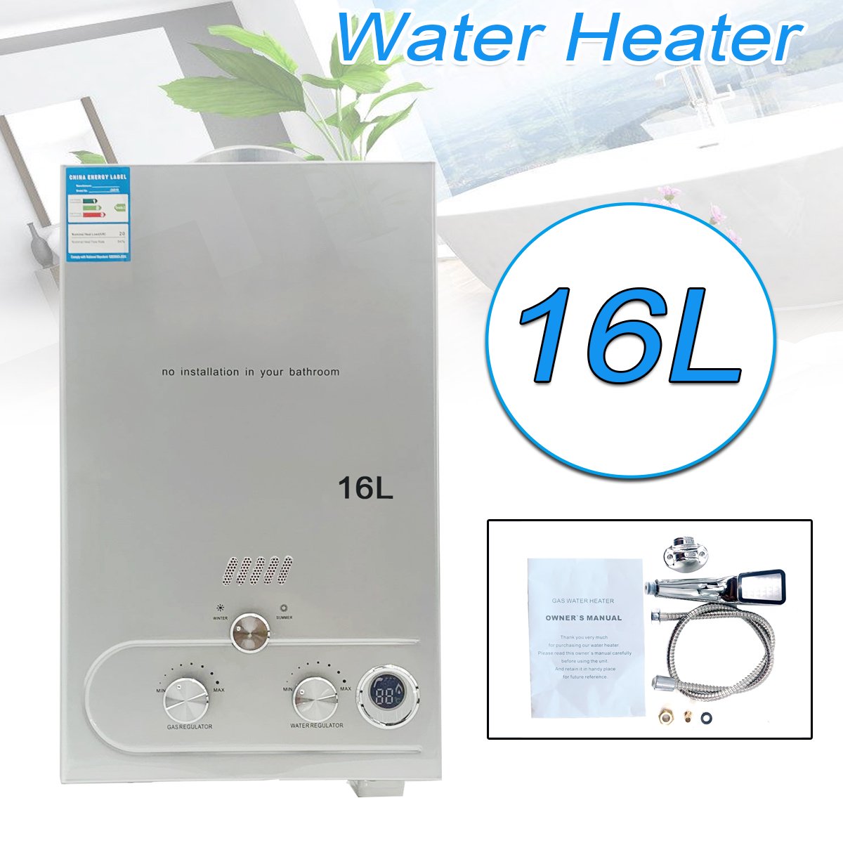 TABODD 16L Tankless Instant Gas Hot Water System Heater Portable Shower LPG  Outdoor - Walmart.com