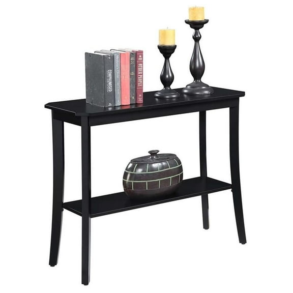 Pemberly Row Traditional Wood Console Table in Black Wood Finish