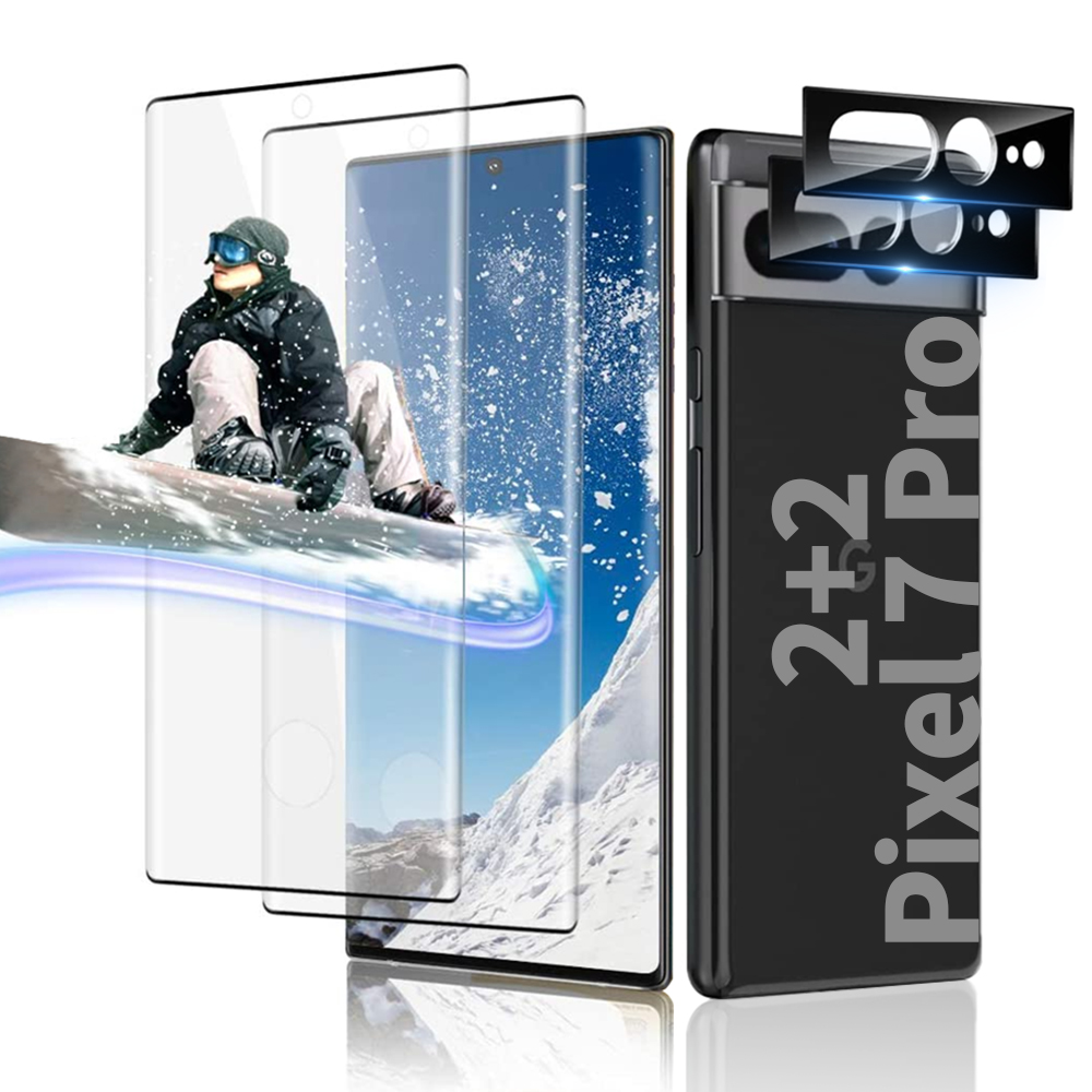 [2+2Pack]For Google Pixel 7 Pro Screen Protector with Camera Lens