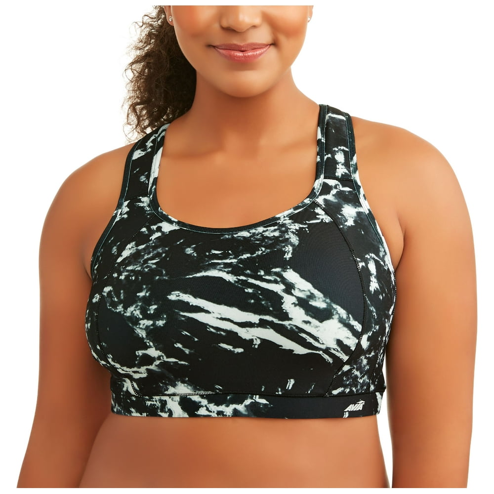 Avia Women's Plus Size Vibrant Printed Active Molded Cup Sports Bra