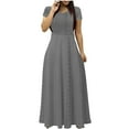 thumbnail image 1 of Birdeem Robe à Manches Courtes Col en V Cheville Robe d'Été Unie à Manches Courtes Ceinture Col en V Robe Longue pour Femmes, 1 of 12