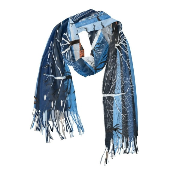 Winter Landscape Illustration Soft Stylish Scarf 86.6''x30.7'' Lightweight and Warm, Breathable