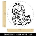 thumbnail image 2 of Chubby Caterpillar Eating Leaf Self-Inking Rubber Stamp Ink Stamper - Sky Blue Ink - Medium 1 Inch, 2 of 7