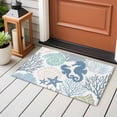 thumbnail image 5 of Blue Ocean Seahorse Washable Small Entryway Area Rugs 2'x3', Nautical Sea Watercolor Teal Shells Coral Starfish Low Pile Throw Rug Non-Slip Sturdy Edge Binding Carpet for Front Door Floor Room Entry, 5 of 9