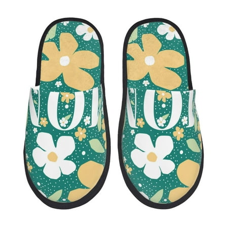 Balery Happy Mother s Day1 Slient Indoor Furry Fleece Comfort House Shoes Soft Non-Slip Home Shoes Cotton slippers House Slippers-- Medium