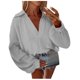 thumbnail image 1 of Moda Mujer Camiseta de manga larga Cuello en V Jersey Blusa sólida Tops con botones Fridja  czfsfas5585, 1 of 4