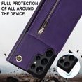 thumbnail image 2 of Allytech for Galaxy S22 Ultra Case with Removable Crossbody Shoulder Lanyard Strap, PU Leather Shockproof Magnetic Snap Zipper Pocket Card Slots Case for Samsung Galaxy S22 Ultra 5G 6.8" 2022, Purple, 2 of 13