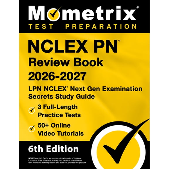 NCLEX PN Review Book 2026-2027 - 3 Full-Length Practice Tests, 50  Online Video Tutorials, LPN NCLEX Next Gen Examinatio, (Paperback)