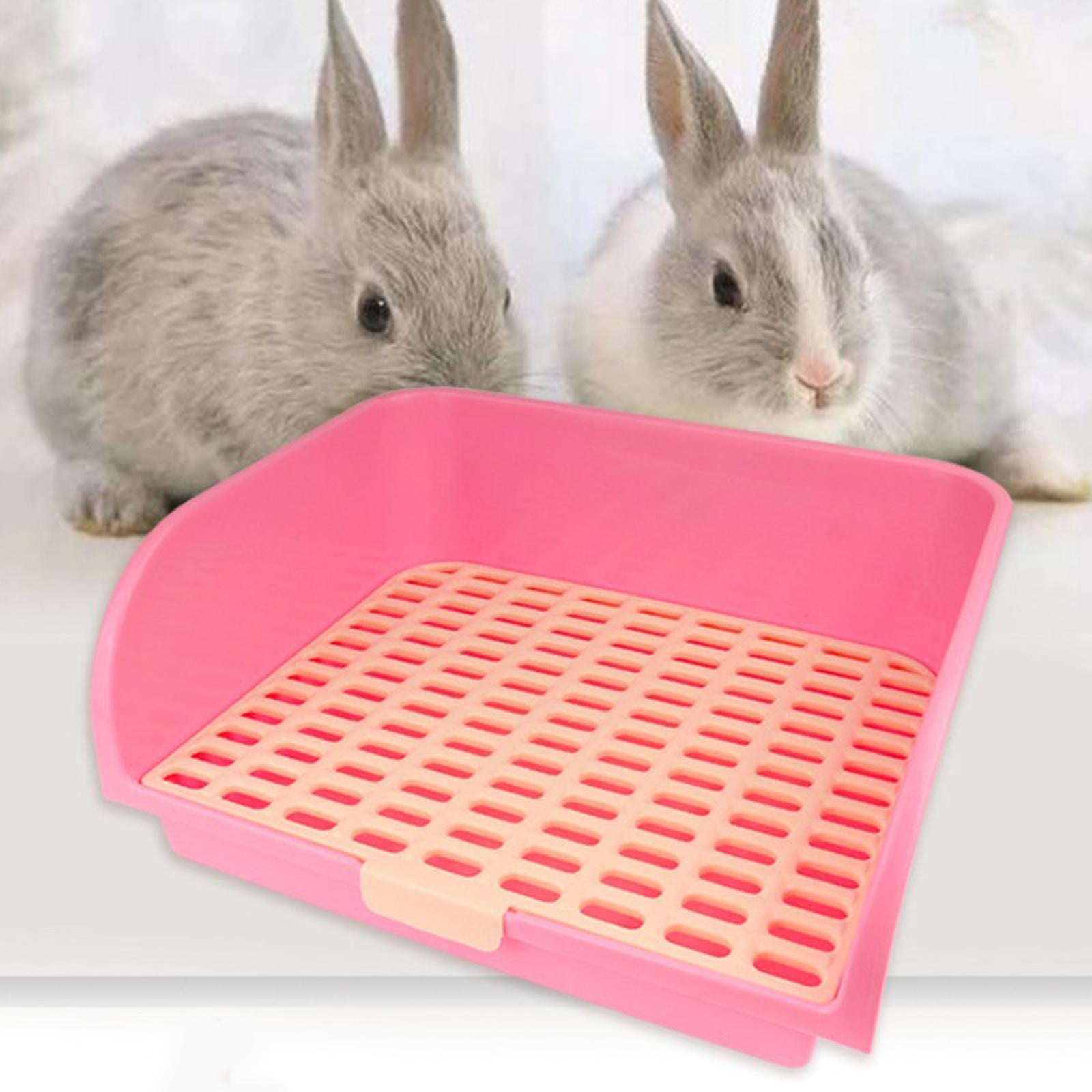 Large Rabbit Pet Toilet for Adult Animal Adult Bunny Rabbits Guinea Pig Ferrets Litter Pan Potty Trainer Pets Cage Toilet Bedding Box, Pink