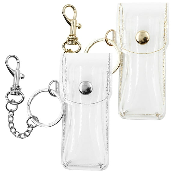 BESTYASH Transparent PVC Lip Gloss Keychain Set, 2 Pieces Portable Lip Balm Holder Accessories