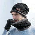 thumbnail image 3 of 3 Pieces Winter Warm Hat Scarf Glove Set Knit Thick Beanie Scarves Cap for Men, 3 of 7
