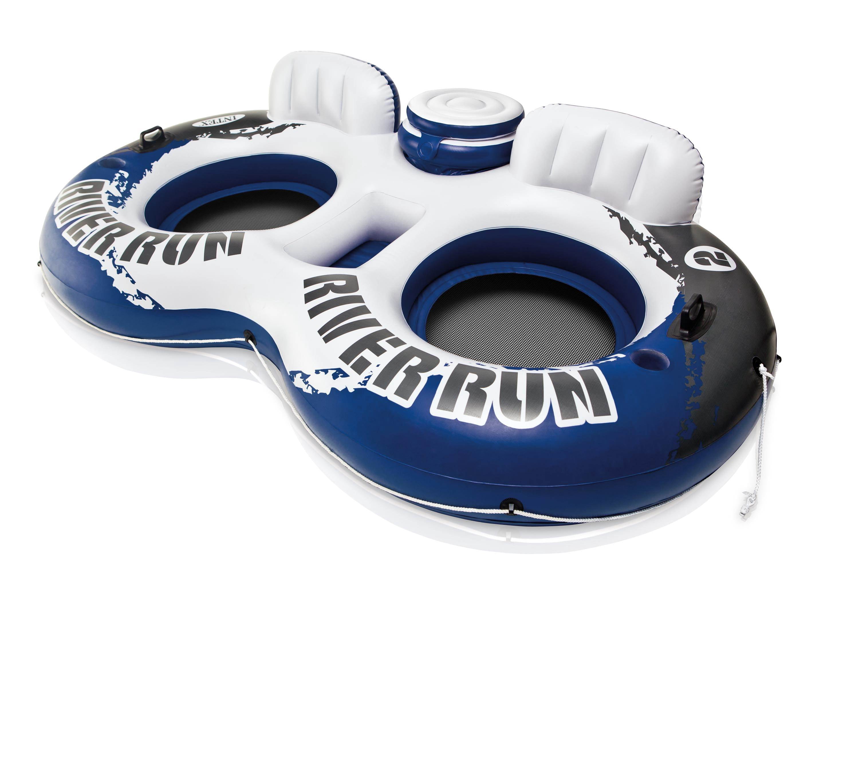 Intex River Run II Inflatable Pool Tube Float (1 Pack) & Floating Lake Raft (3 Pack)