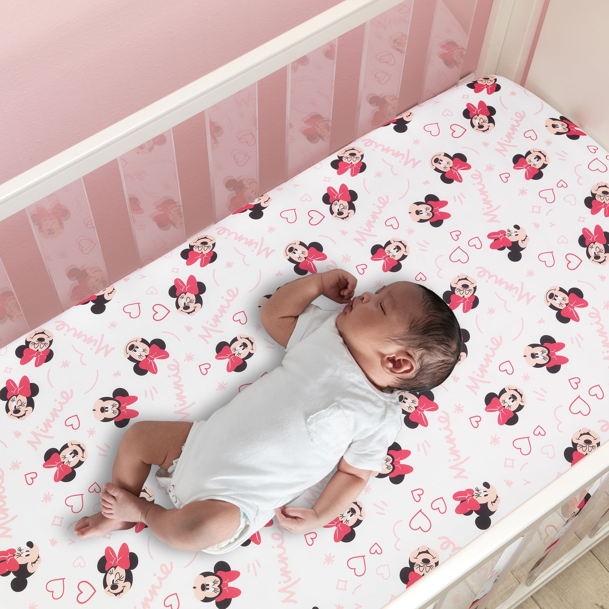 Lambs & Ivy Disney Baby Minnie Mouse Love 3-Piece Pink Nursery Crib Bedding Set - image 5 of 9