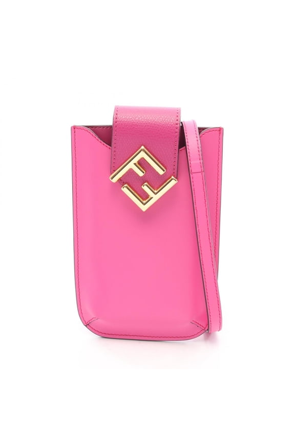 Pre-Owned Fendi FF Diamond Phone Pouch Shoulder Bag Handbag Leather Women's Pink 7AS188