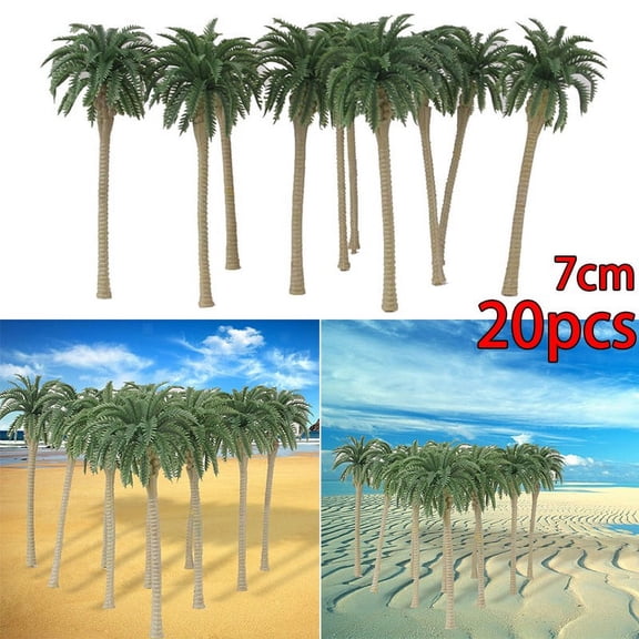 RichLink 20Pcs Coconut Palm Model Trees for forest Beach Diorama Scenery - 1:150 Scale Landscape Miniatures for Train Layouts, Diy Projects, and Architectural Models