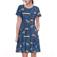 thumbnail image 1 of Easygdp French Bulldog Dog In Beret para Vestido Transpirable de Mujer, Vestido Suelto de Manga Corta con Pliegues y Bolsillos para el Verano, 1 of 6