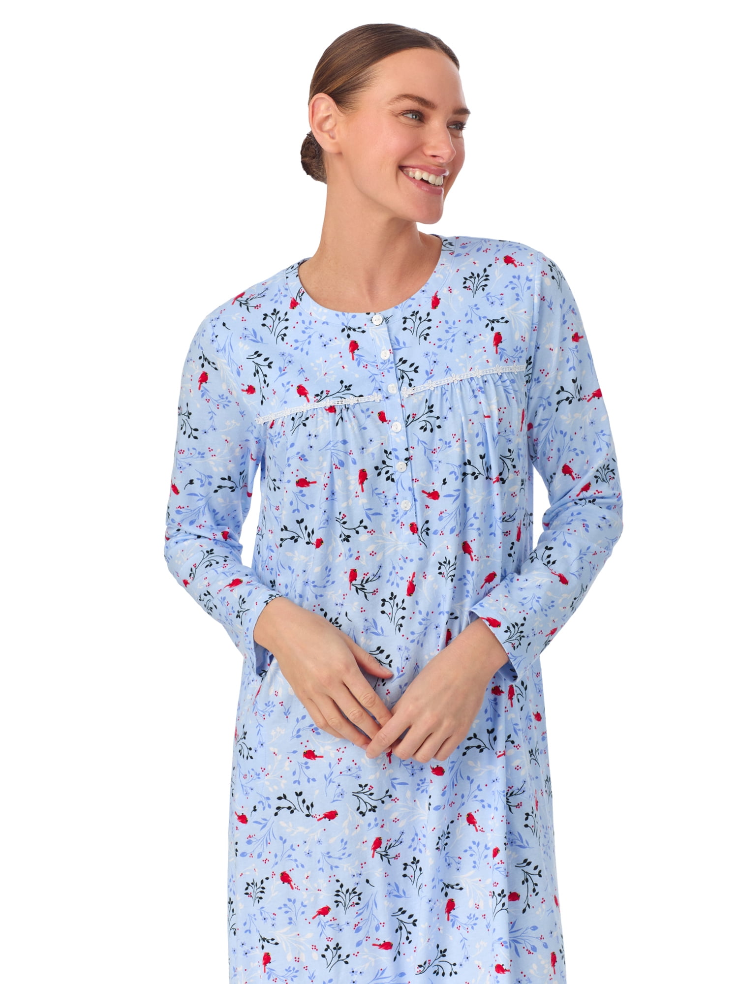 Aria Women’s 100% Cotton Long Sleeve Ballet Nightgown, Sizes XS-5X