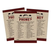 Inkdotpot 50 Sheets What'sIn Your PhoneBaby Shower GameCards Lumberjack Activity CardsPartyIdea Gender Neutral Baby Shower Rustic Kraft Party Supply