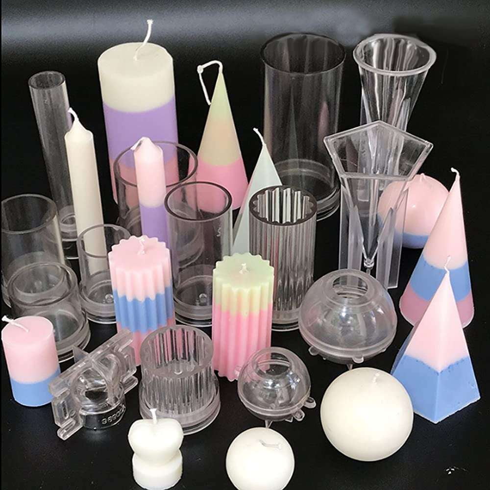 Fityle Hollow Cylinder Candle Mold Plastic Candle Making Tools DIY Tealight Holders Aromatherapy Scented Candle Making Molds Kit 2 Sizes to Choose 75x127mm