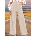 thumbnail image 4 of Women'S Corduroy Wide Leg Pants with Patch Pockets Casual Slim Fit Elastic Waist Trousers Color S, 4 of 8