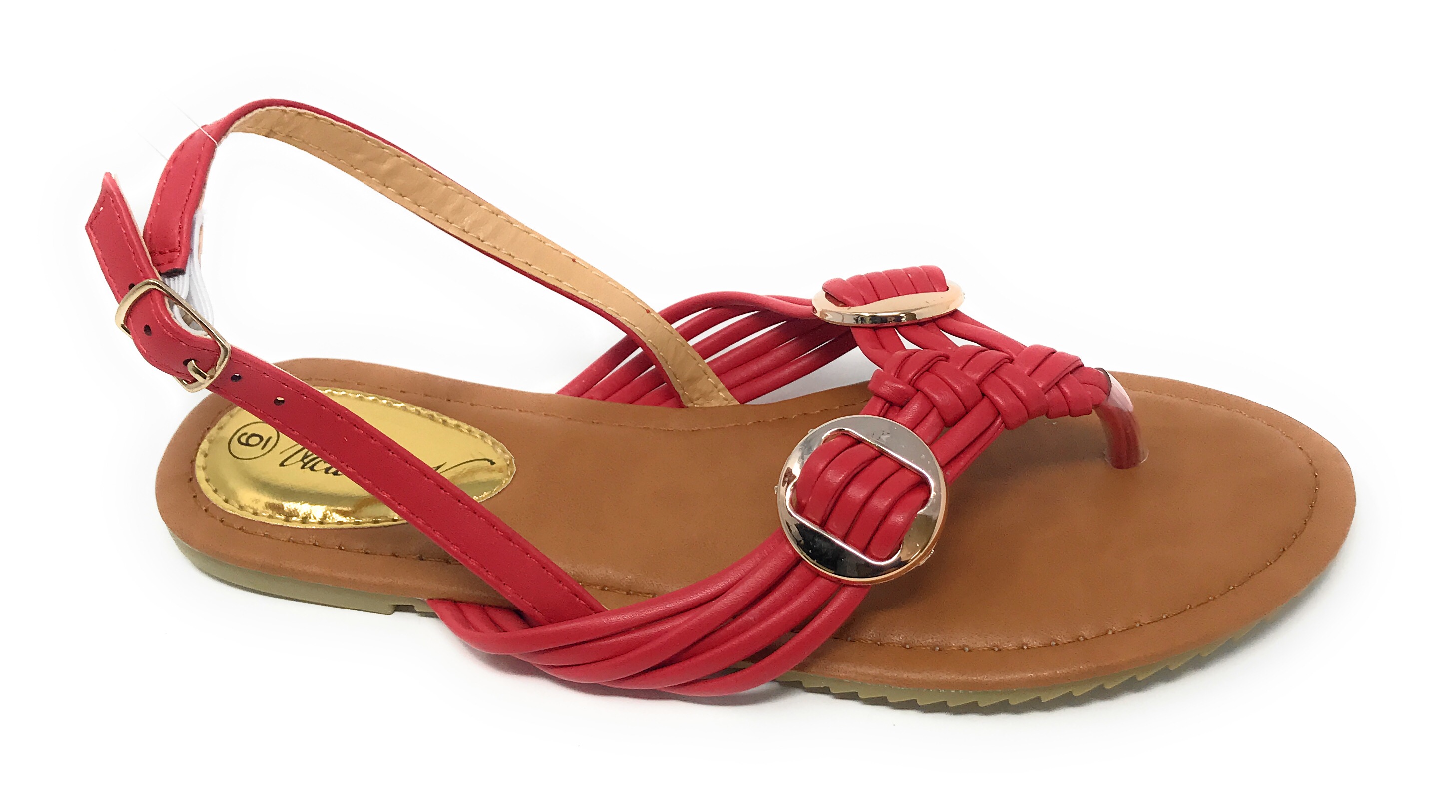 Victoria K Women's Multi Straps With Gold Side Buckles Sandals