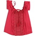 thumbnail image 1 of Ultra Flirt Blusa de punto crotchet para mujer, rosa, grande, 1 of 2