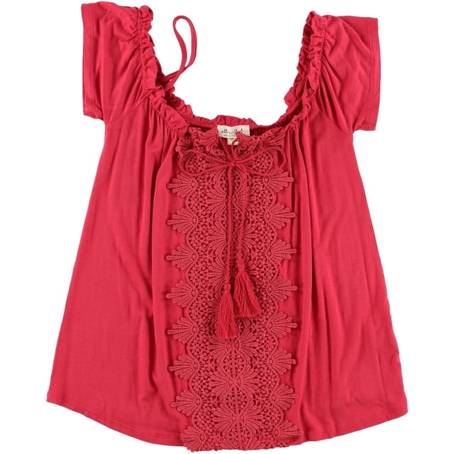 Ultra Flirt Blusa de punto crotchet para mujer, rosa, grande