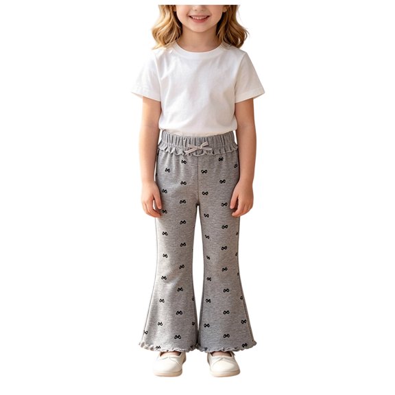 Karoyedx Toddler Pants Toddler Girls Sweatpants Baby Wide Leg Pants Kids Drawstring Baggy Open Bottom Jogger Clothes with Pockets Grey Size,3-4 Years