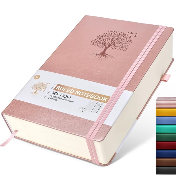 Cuaderno de Diario Rayado Ansopu 365 Páginas A4 Tapa Dura Rosa
