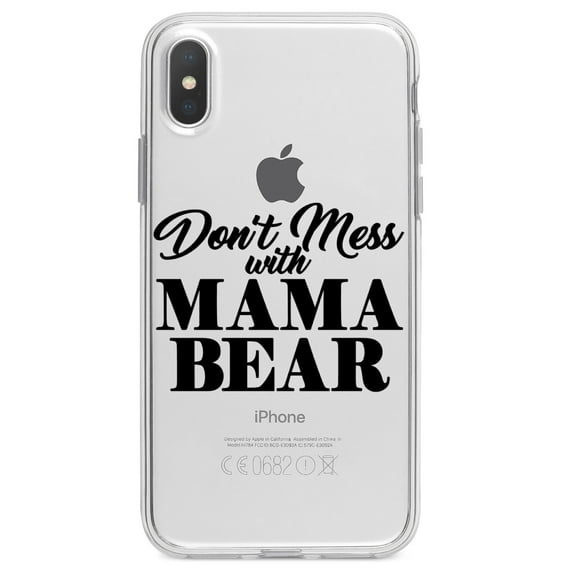 DistinctInk Clear Shockproof Hybrid Case for iPhone XS Max (6.5" Screen) - TPU Bumper Acrylic Back Tempered Glass Screen Protector - Don't Mess with MAMA BEAR