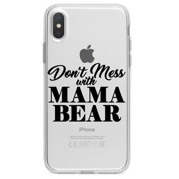 DistinctInk Clear Shockproof Hybrid Case for iPhone XS Max (6.5" Screen) - TPU Bumper Acrylic Back Tempered Glass Screen Protector - Don't Mess with MAMA BEAR