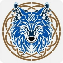 Viking Wolf Painting Stencil 11.8x11.8" Celtic Wolf Stencil for Painting Reusable Wolf Head Plastic Stencil Viking Theme Motifs Stencil for Painting on Wall Wood Furniture Home Decor