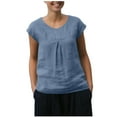 thumbnail image 2 of Tank Tops for Women Cotton Linen Cap Sleeve Sleeveless Solid Color Loose Shirt T-shirt Navy S, 2 of 6