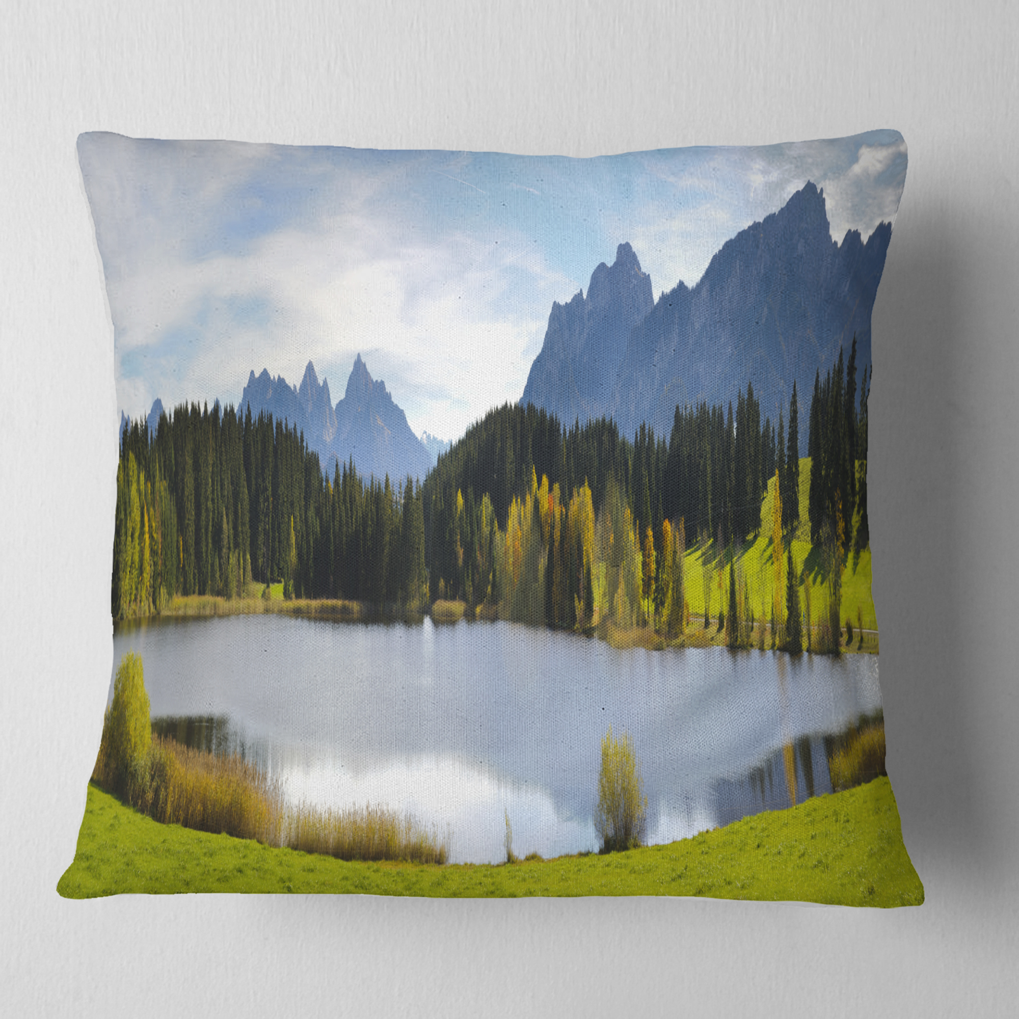 Designart Panorama Landscape in Bavaria - Photography Throw Pillow - 16x16