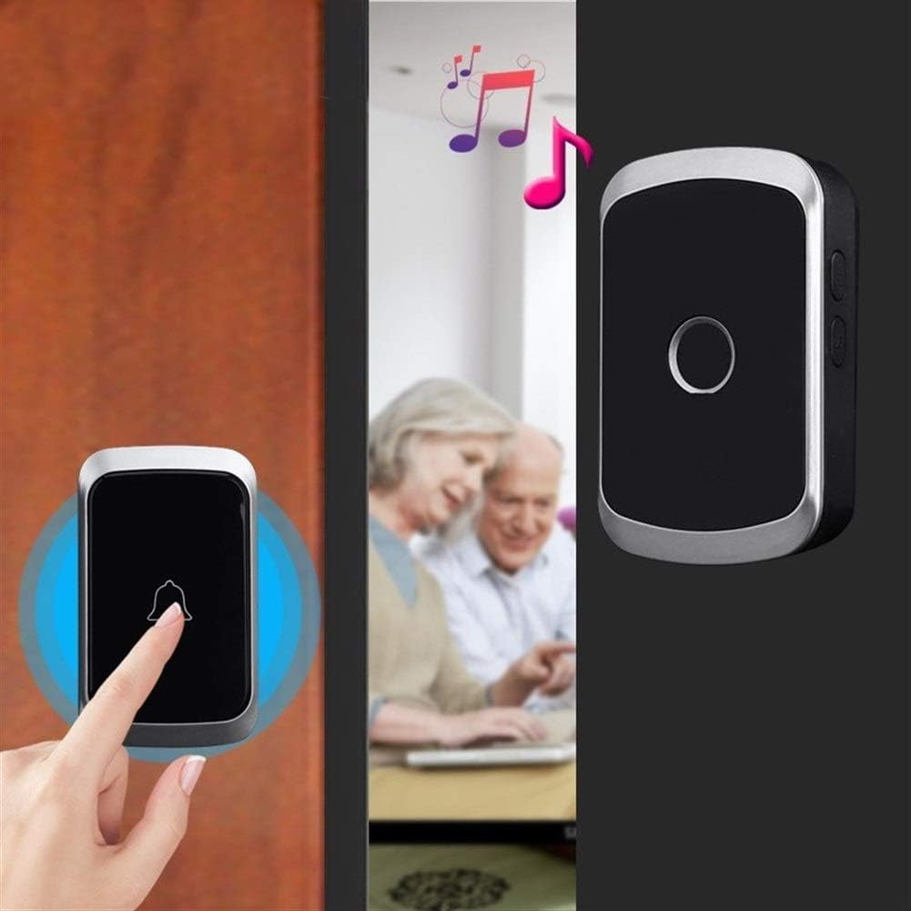 BLACK DOOR BELL Black wireless doorbell power plug Wireless 90 * 56 * 20mm Long Range 36 music options and lighting Easy to install 110/220V Doorbell