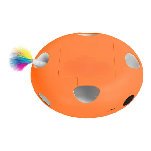 Toy de gato interactivo Toy Cat Feather Ejuicio para juguete para gatos de interior aburrido Busque el juego Fun de reemplazo de plumas automáticas Naranja
