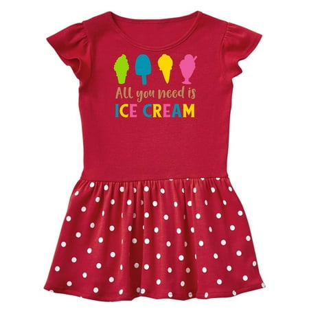

Inktastic All You Need Is Ice Cream - Blue Pink Yellow Green Gift Baby Girl Dress